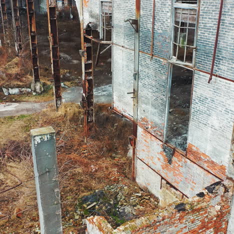 abandoned industrial building. ruins of an old factory. aerial view