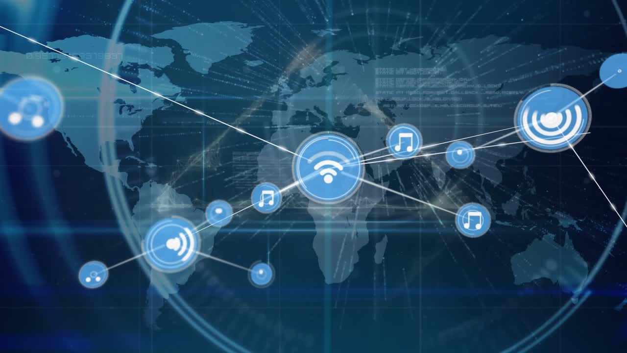 Animation of network of connections over world map