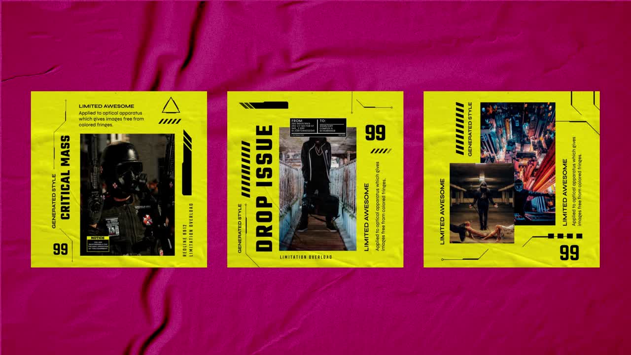 Trendy Cyberpunk Fashion and Graphic Design Posters