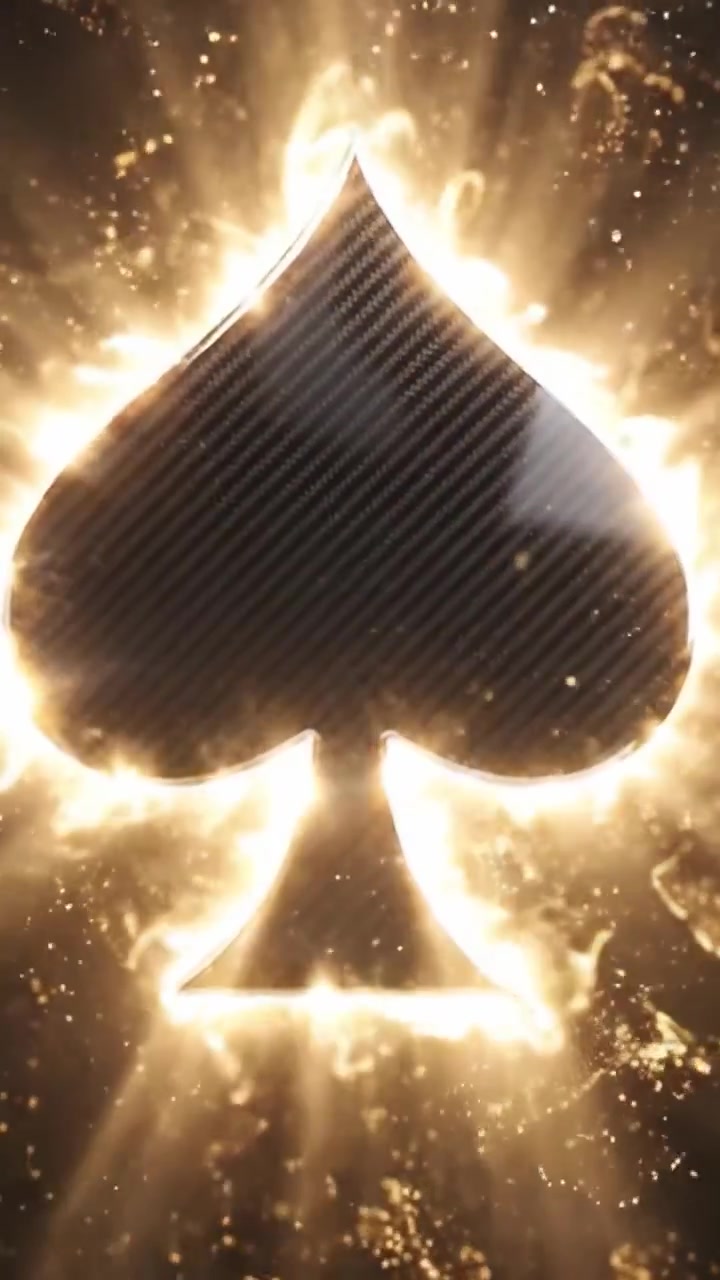 An Explosive Transformation: Captivating Burst of Light and Sparkles Surrounding a Sleek Black Spade Symbol Emerges from a Dazzling Background
