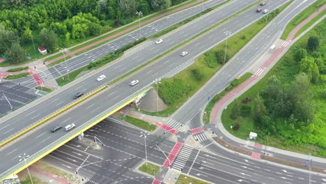 Aerial-view-of-highway-interchange.-Traffic.-Transport-concept