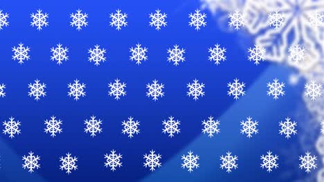 Animation-of-snowflakes-falling-on-blue-background