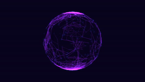 Futuristischer-Geometrischer-Ball-Mit-Neonlinien-Im-Dunklen-Raum