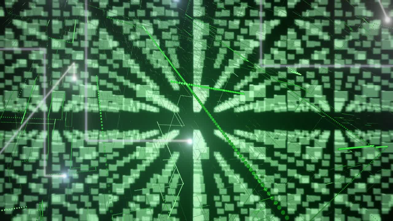 animación de una red de iconos de sobres y un candado de seguridad en línea sobre una placa de circuitos informáticos