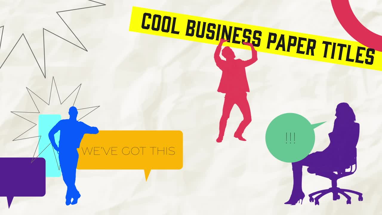 Animated Business Silhouettes with Colorful Speech Bubbles