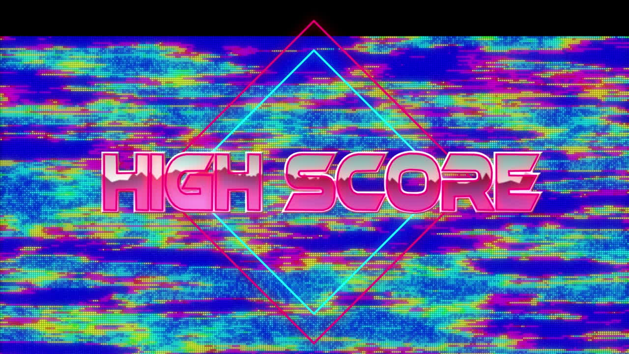 animación del texto de puntaje alto sobre un fondo colorido