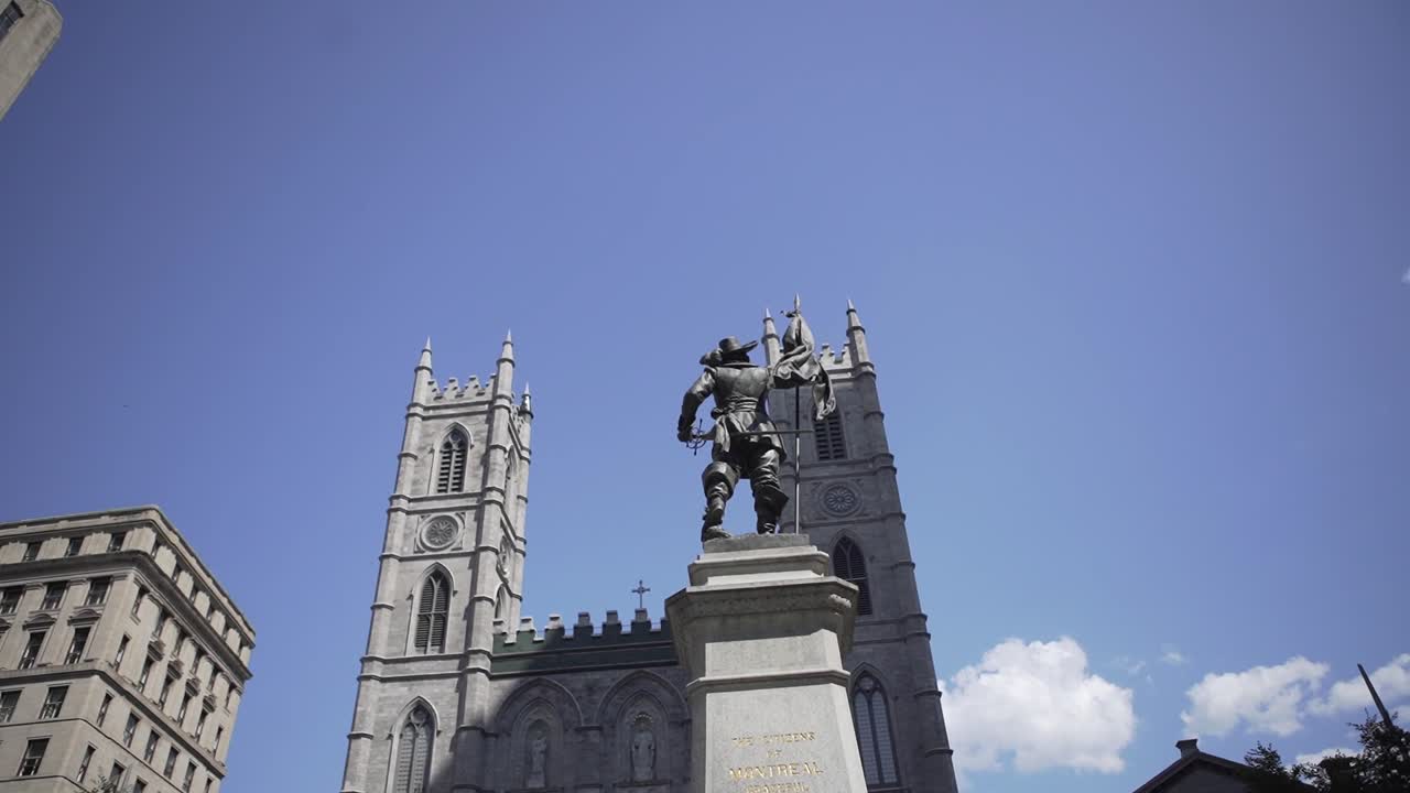 monument in memory of Paul Chomedey de Maisonneuve, founder of Montreal, Quebec Canada , square of the Old Montreal quarter