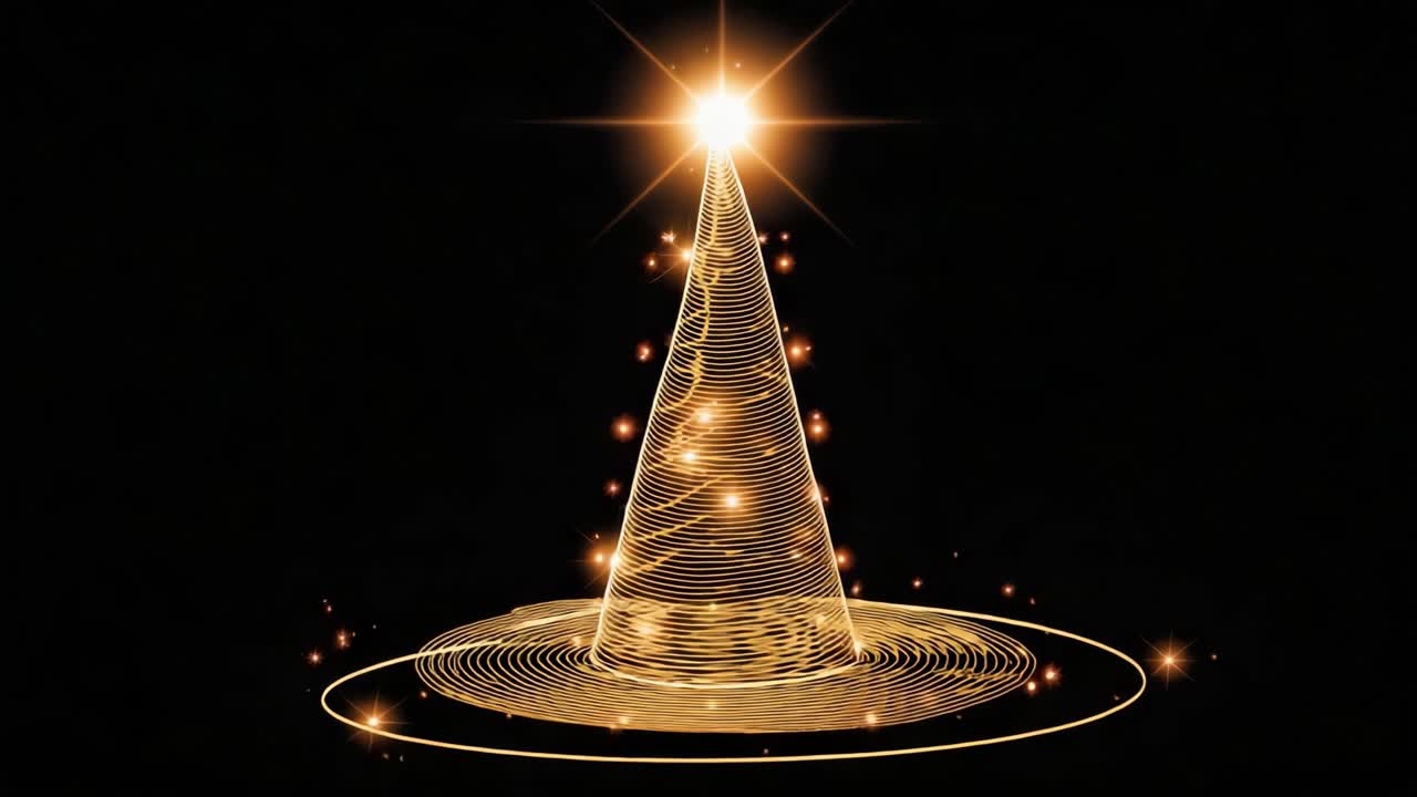 A Stunning Visual Representation of a Glowing Conical Structure with Vibrant Light Effects Against a Dark Background, Capturing the Beauty of Geometric Patterns and Sparkling Highlights