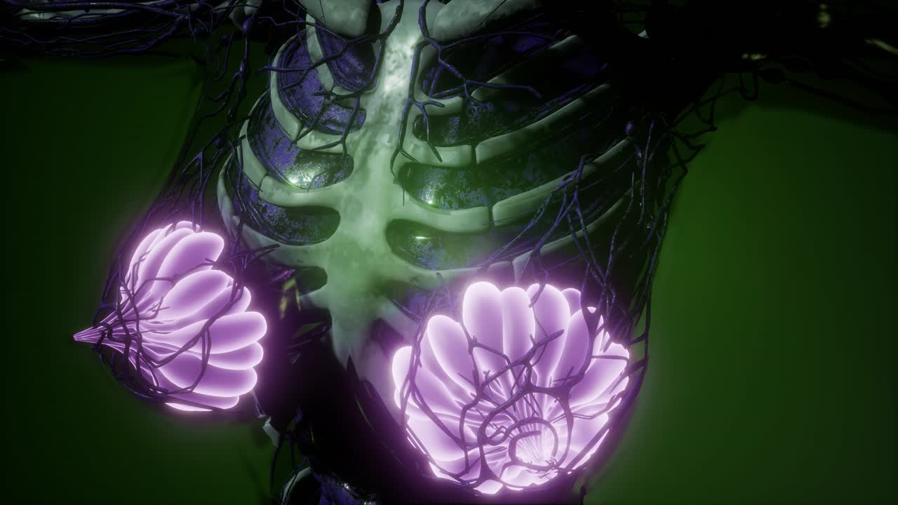 cuerpo humano con brillo visible glándula mamaria