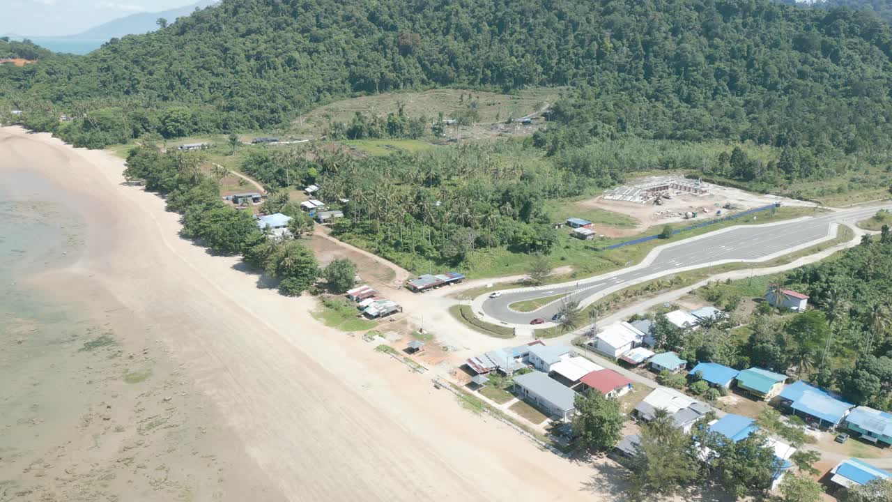 Beautiful Paradise Drone Aerial View Telok Melano Sarawak, Kampung Telok Melano was once a shelter during sea storms for traders from Sambas, Indonesia to Kuching