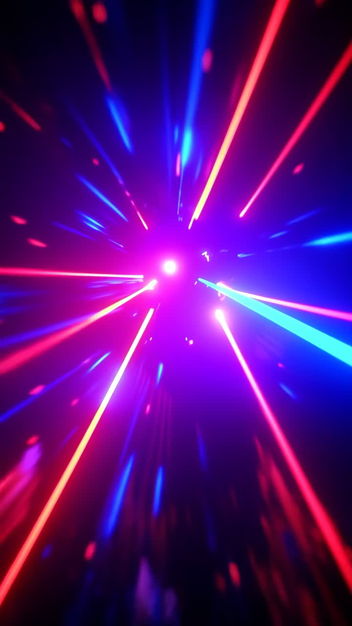 Vibrant Abstract Neon Light Trails and Central Glow