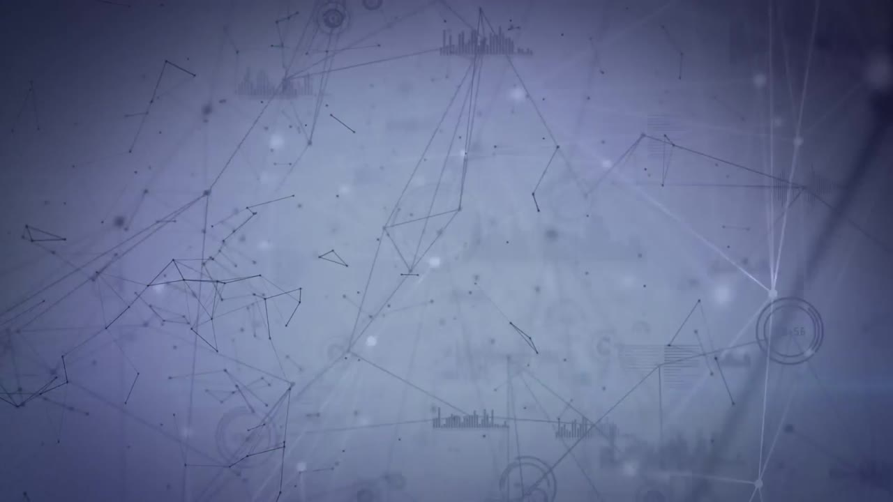 animación de una red móvil de conexiones sobre un fondo azul oscuro