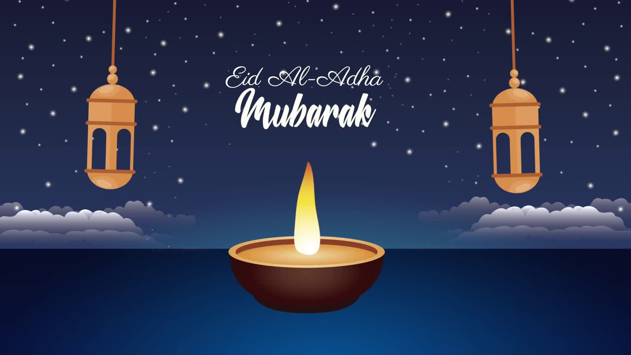 celebrazione dell'eid mubarak con candele e lanterne