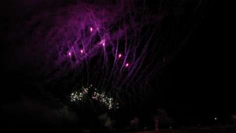 New Year&#039;s Eve with fireworks explosion in the night sky party