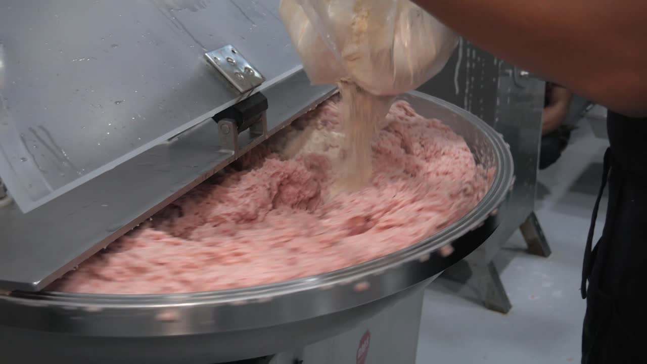 Sausages Meat Process Factory Production Handmade Smoked Boiled Wrap Mincemeat Spice