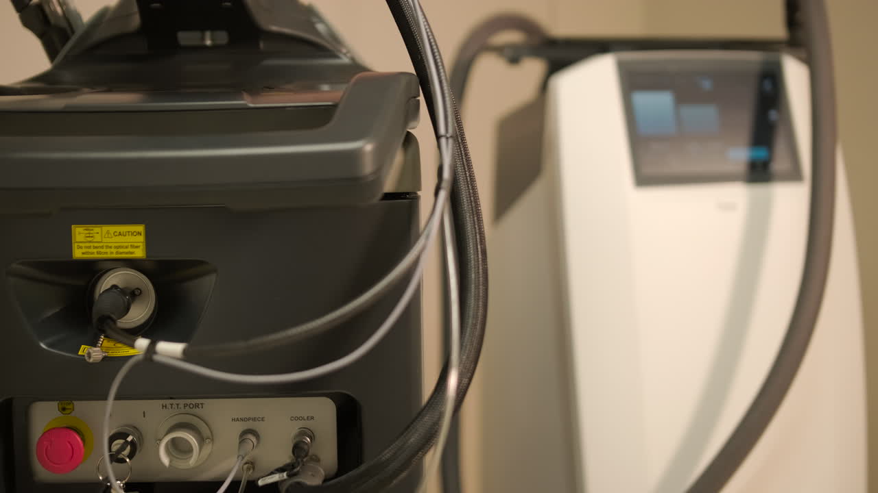 Close Up of Modern Medical Aesthetic Machines with Rack Focus
