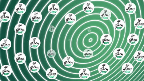 animation of globes and circles with go green on spiral green background