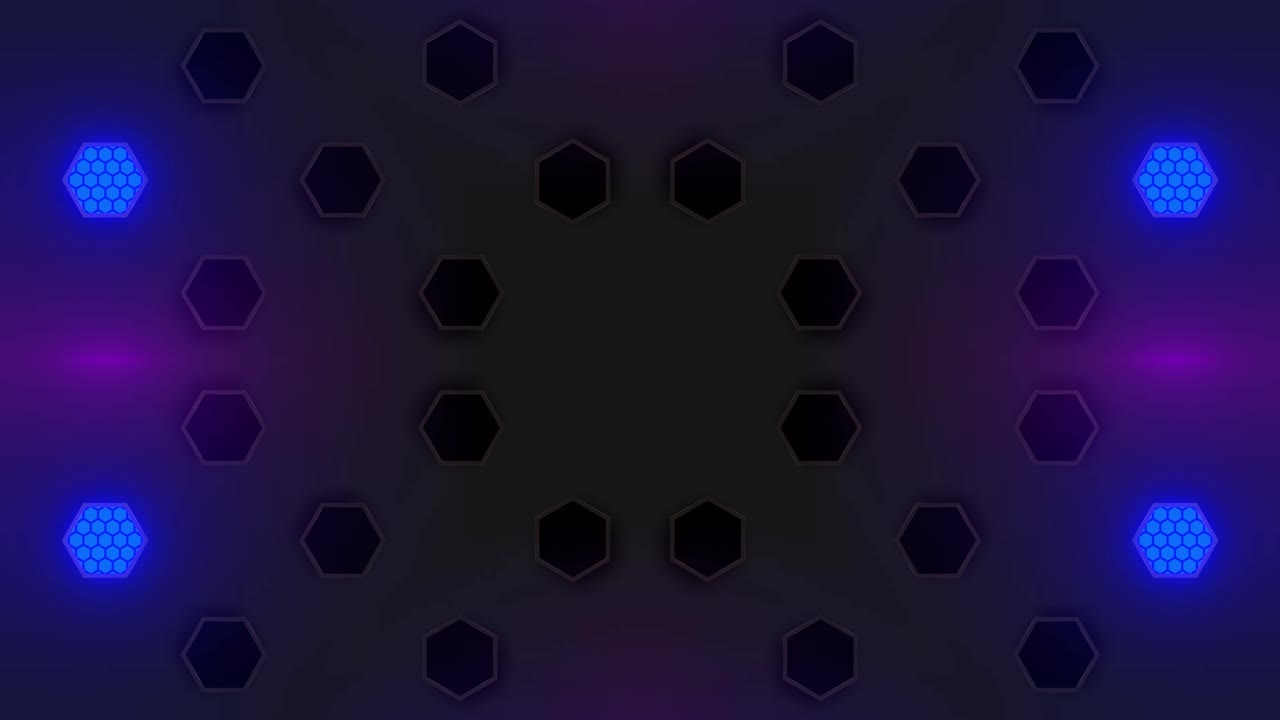 Abstract Hexagon Pattern with Neon Glowing Light
