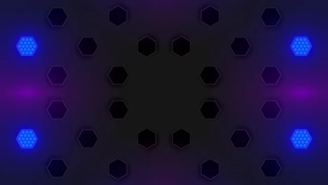 abstract hexagon pattern with neon glowing light