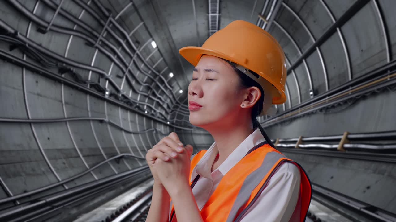 Worried Engineer in Tunnel