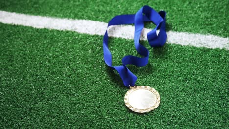 silver medal on artificial grass 4k