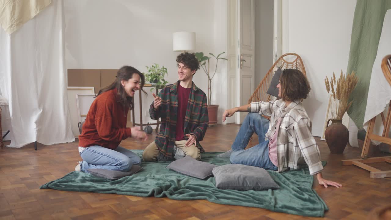 Friends Relaxing Together in a Home