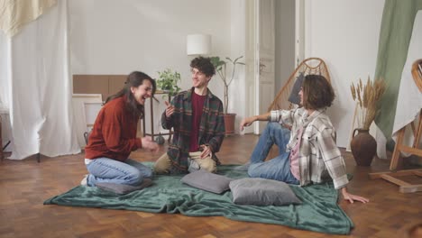 friends relaxing together in a home