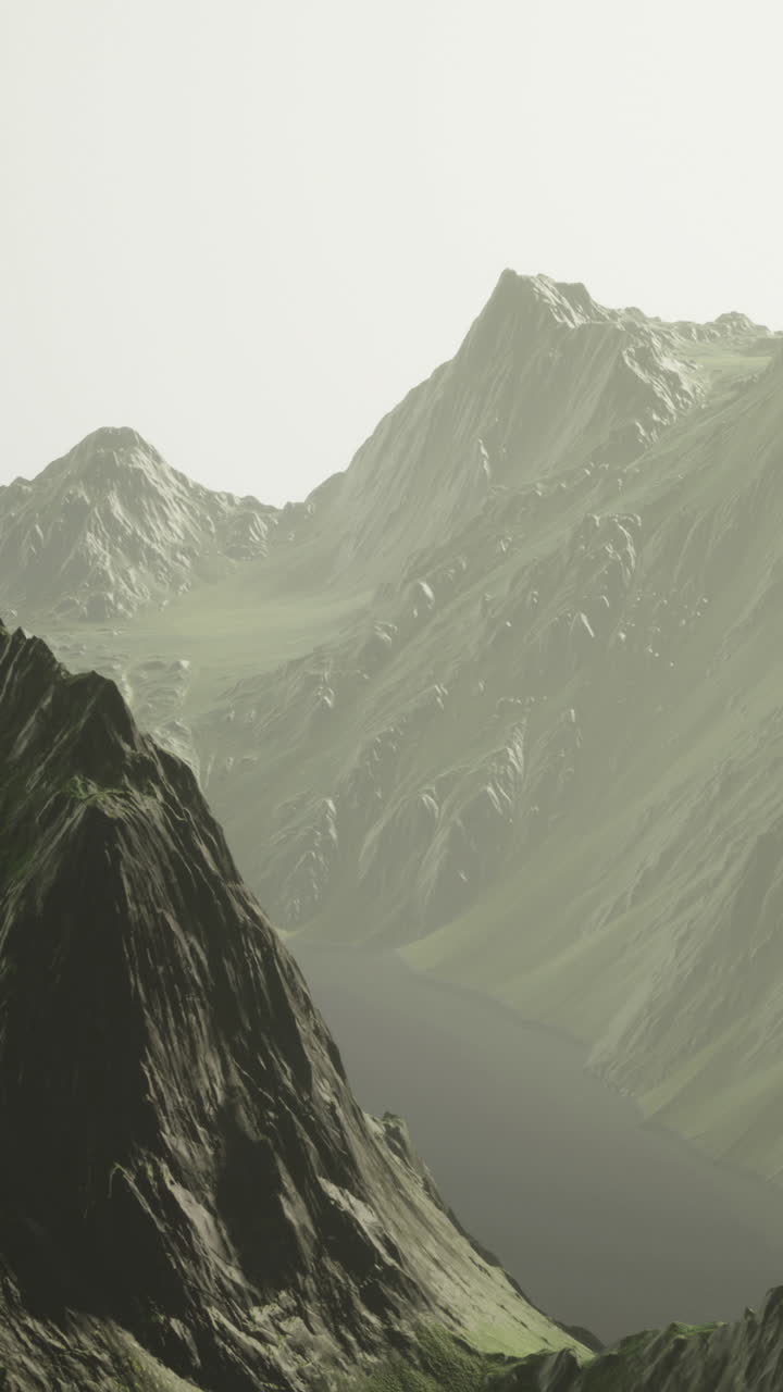 Majestic mountain range under soft morning light with vibrant greenery