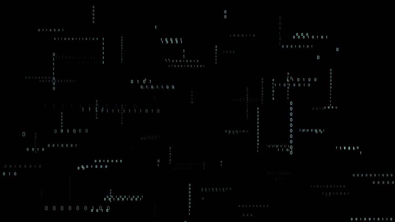 Animation of data processing on black background