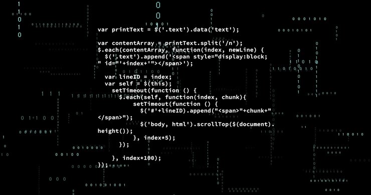 Animation of data processing on black background