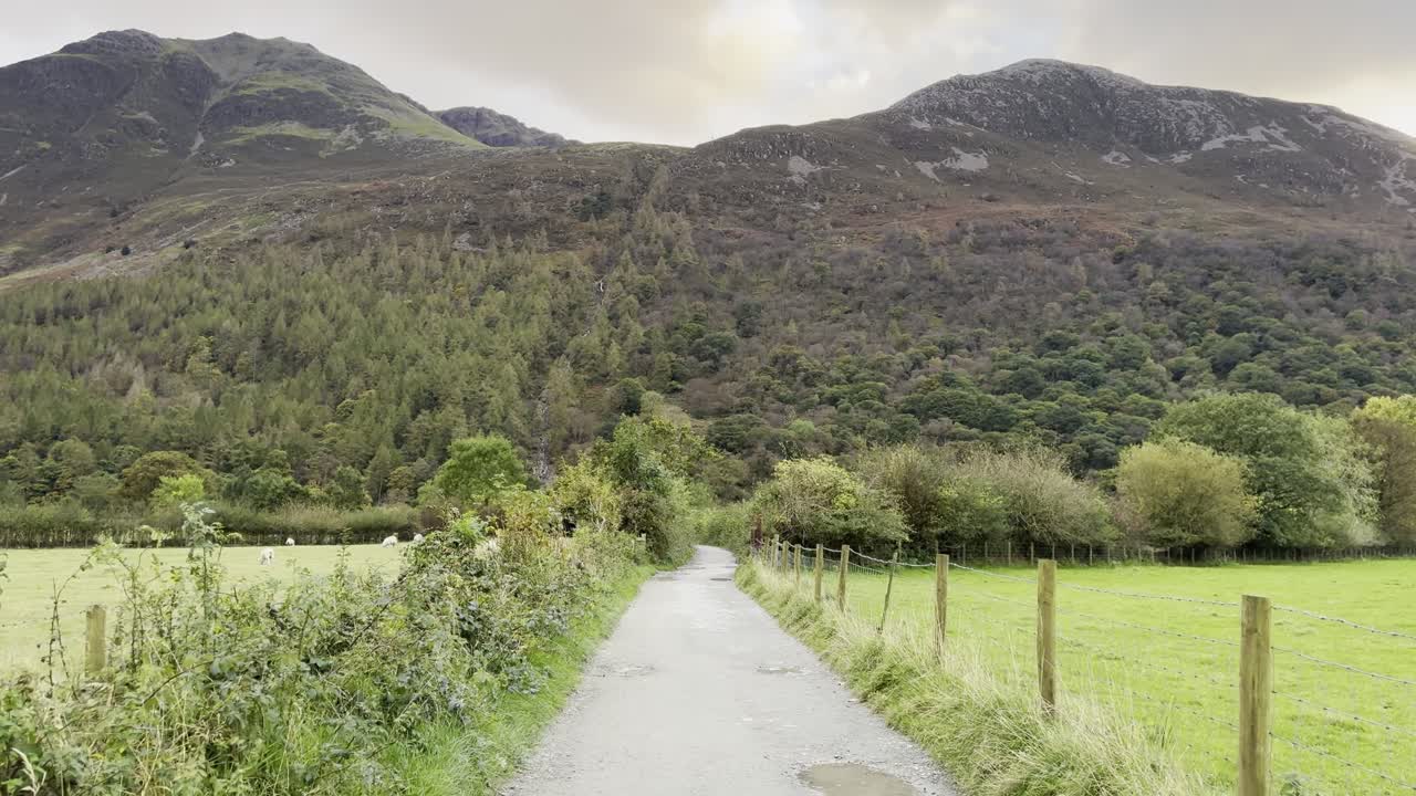 Walking trail leading up into the fells of Buttermere, Lake District