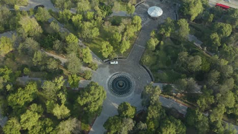 Top-Down-View-of-Mexico-City's-Oldest-Municipal-Park,-Alameda-Central