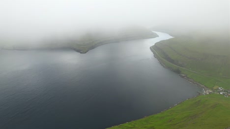 fjord and sea in cloudy morning