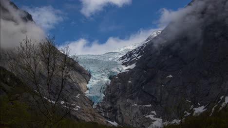 beautiful view of the magnificent glacier called briksdalsbreen in norway