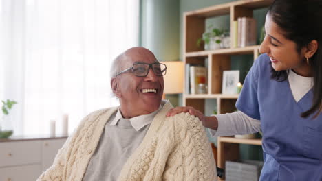 a caregiver supporting a senior man