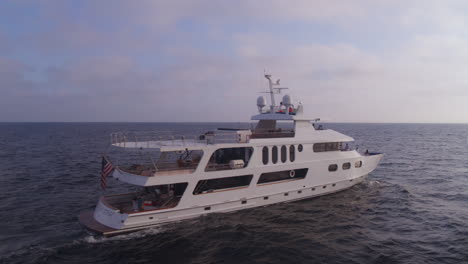 Fast-rotating-shot-around-a-luxury-yacht-sailing