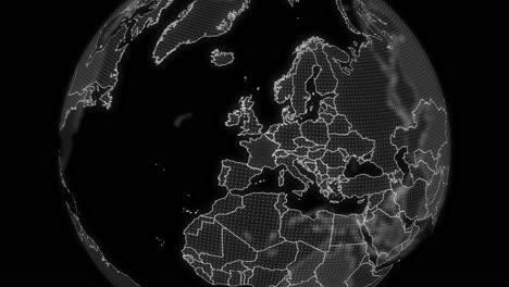 francia país alfa para la edición de datos tecnología de análisis globo giratorio, video cinematográfico muestra un globo digital giratorio, haciendo zoom en francia país alfa para la edición de plantilla