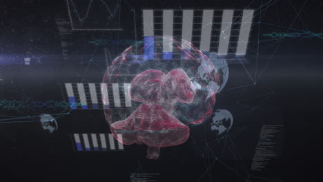 animación del cerebro y procesamiento de datos en una pantalla digital