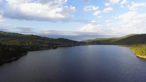 Colorado-Reservoir-Near-Boulder-Colorado,-View-of-Barker-Meadow-Reservoir-During-Sunset,-Blue-Reservoir-in-Colorado