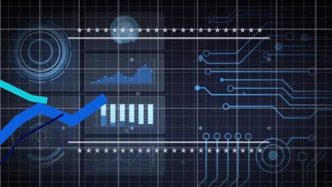 Animation-of-green-line-and-data-processing-over-grid