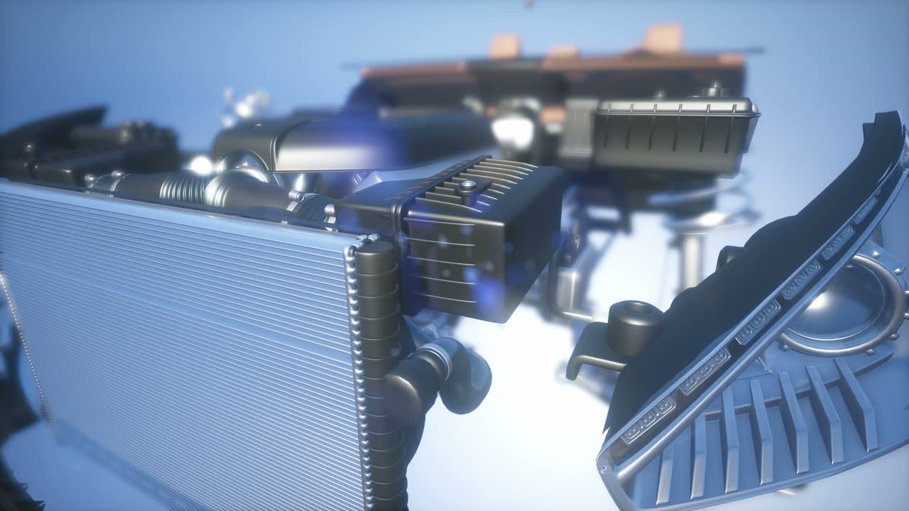 자세한 자동차 엔진 및 다른 부품