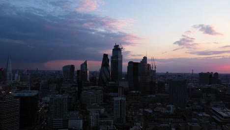 aerial london downtown during sunset