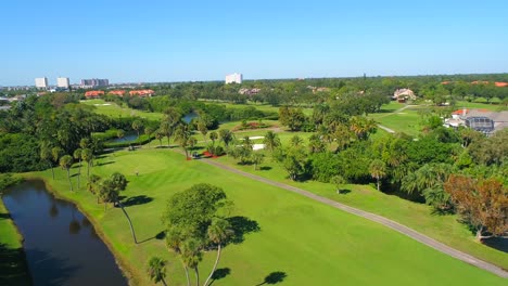 fly over over a resort community golf course in st