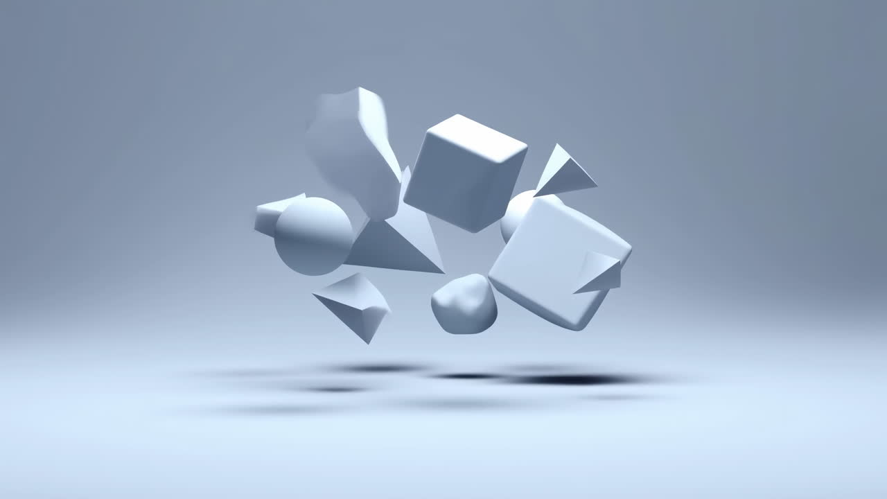 Abstrakcyjna animacja pływających kształtów geometrycznych 3D