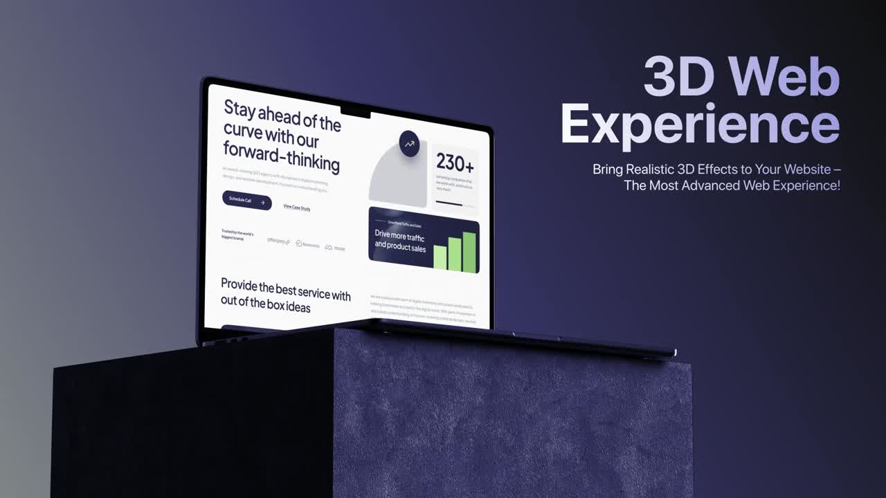 Professional laptop website promo template for digital products and online business showcase