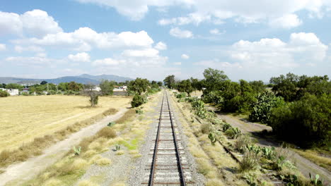 backwards view of railroad track ride