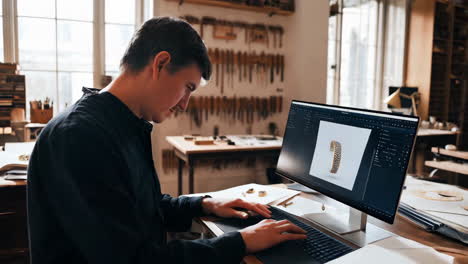 Jeweler working on a design