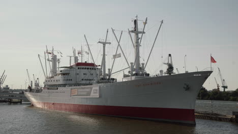 tourist attraction cap san diego at hamburg landungsbrücken on a sunny morning