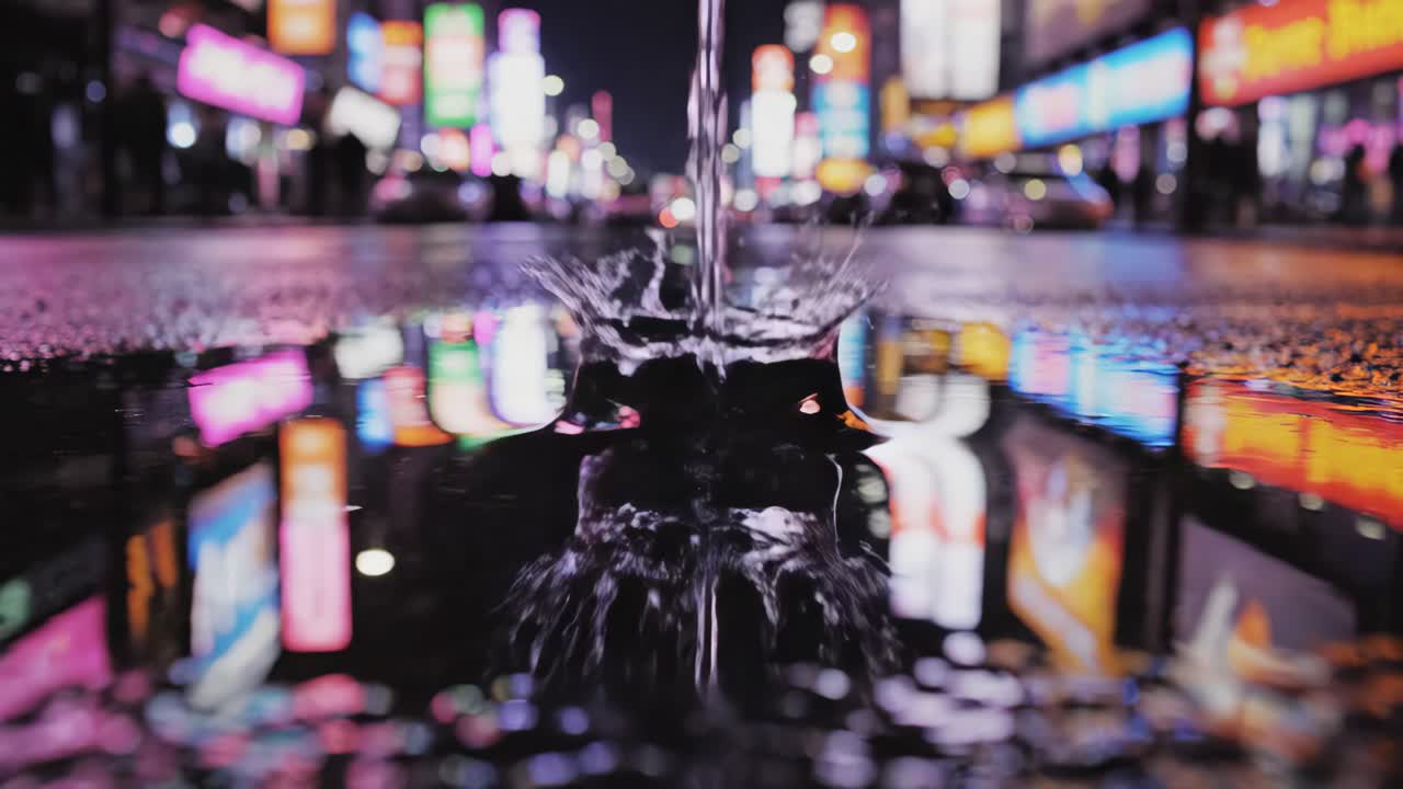 Water Puddle Reflection in City Street