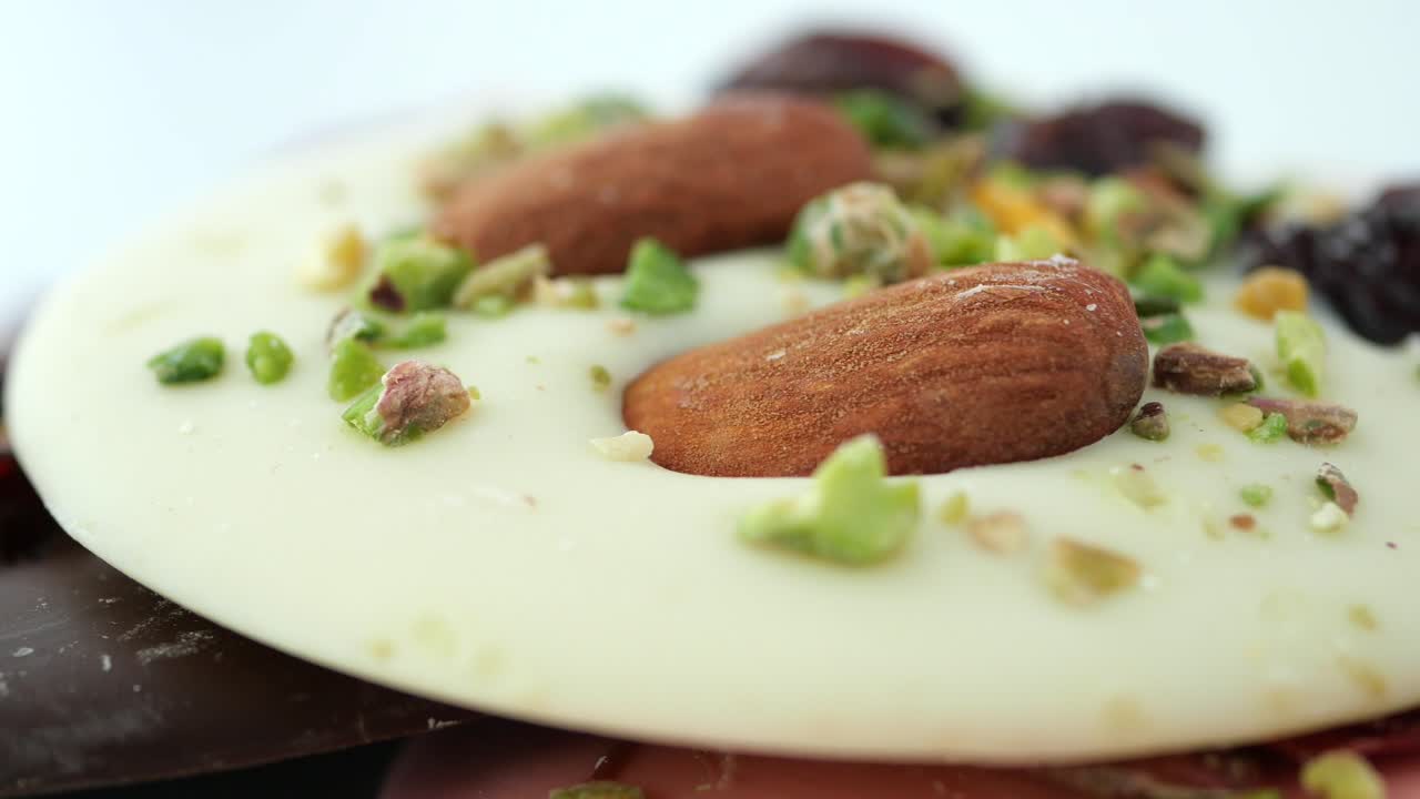 Close-up of a Dessert with Almonds and Pistachios